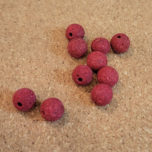 6mm Dyed Lava Stone Round Beads - Red