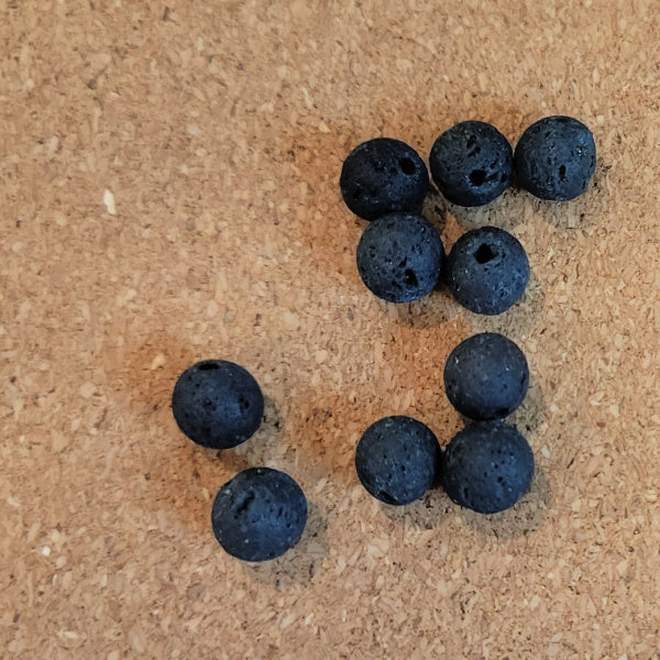 6mm Dyed Lava Stone Round Beads - Black