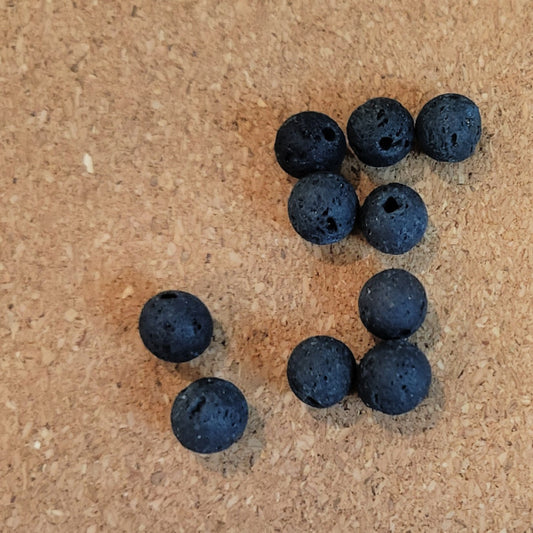 6mm Dyed Lava Stone Round Beads - Black