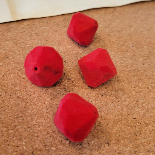 True Red Large Flocked Acrylic Bicone Beads – 18.5mm, 4 pc