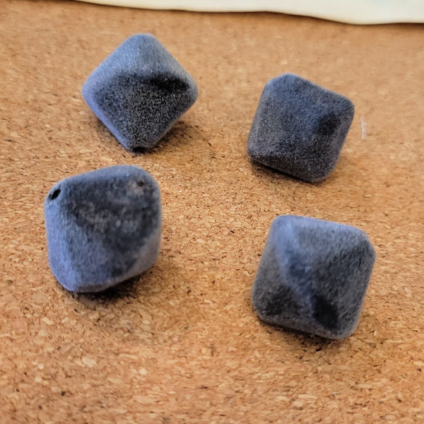 Gray Large Flocked Acrylic Bicone Beads – 18.5mm, 4 pc