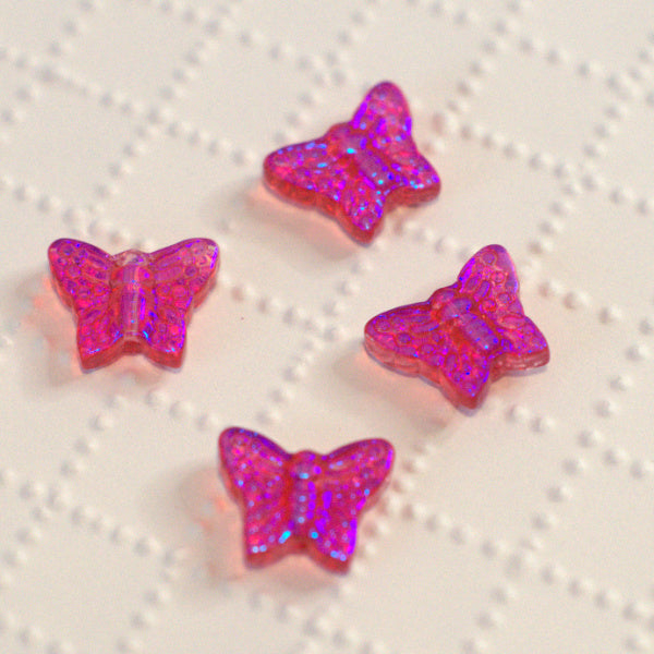 Magenta Pink AB Premium Glass Butterfly Beads, 12.5x15.5mm, 4pc