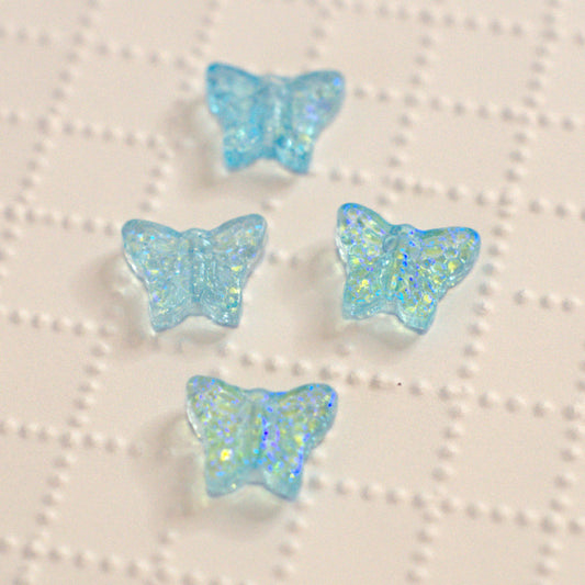 Aqua Blue AB Premium Glass Butterfly Beads, 12.5x15.5mm, 4pc