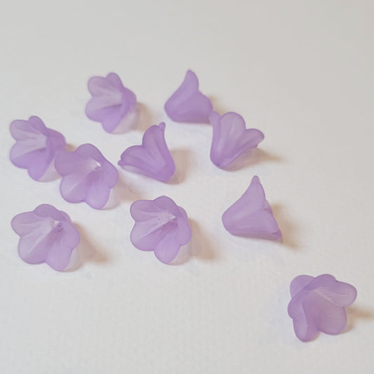 Matte Lavender Purple Bellflower Frosted Acrylic Flower Beads