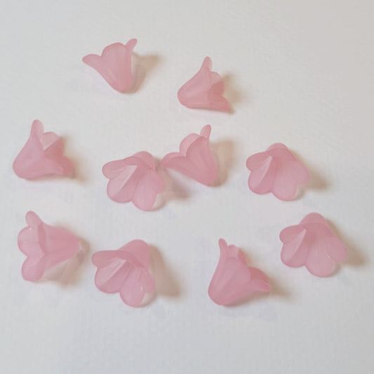 Matte Ballerina Pink Bellflower Frosted Acrylic Flower Beads