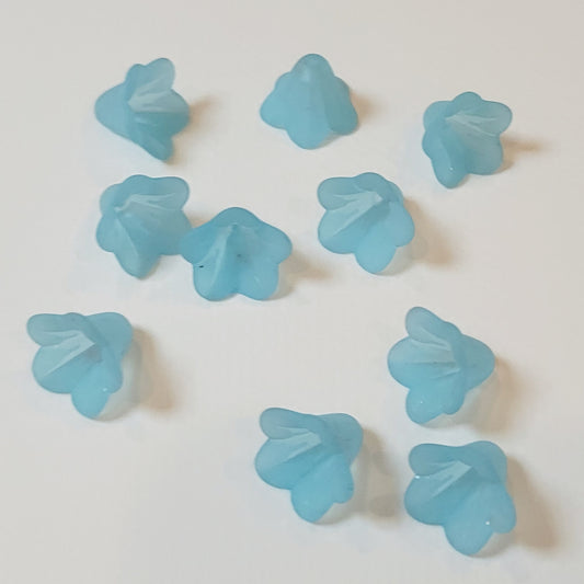 Matte Aqua Blue Bellflower Frosted Acrylic Flower Beads