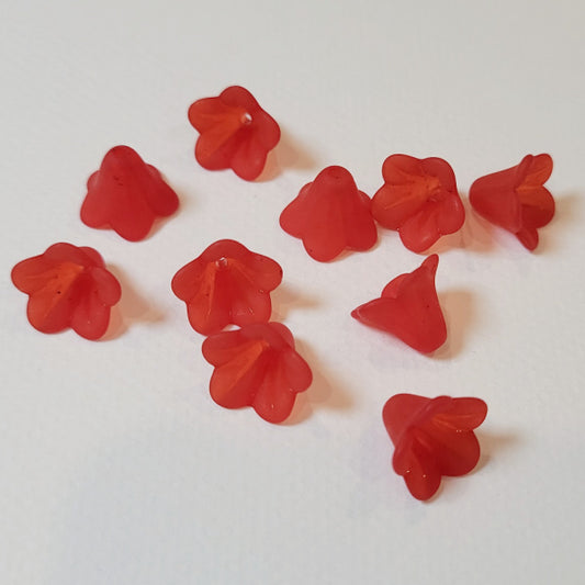 Matte Red Bellflower Frosted Acrylic Flower Beads