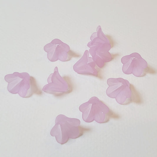 Matte Lilac Purple Bellflower Frosted Acrylic Flower Beads