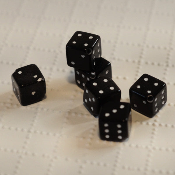 Black Acrylic Dice Beads, 12mm