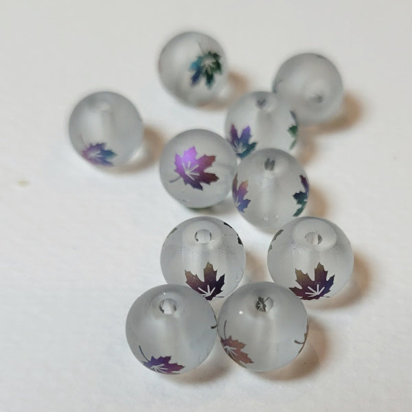 Metallic Leaf Electroplated 6mm Matte Round Beads