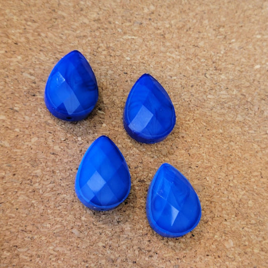 Electric cobalt blue premium faceted glass teardrop beads