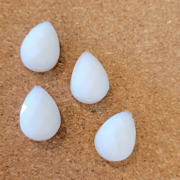 Opal white premium faceted glass teardrop beads