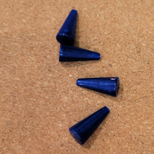 Vintage Lucite Tapered Cone Beads – Cobalt Blue, 22x10mm, 4pcs