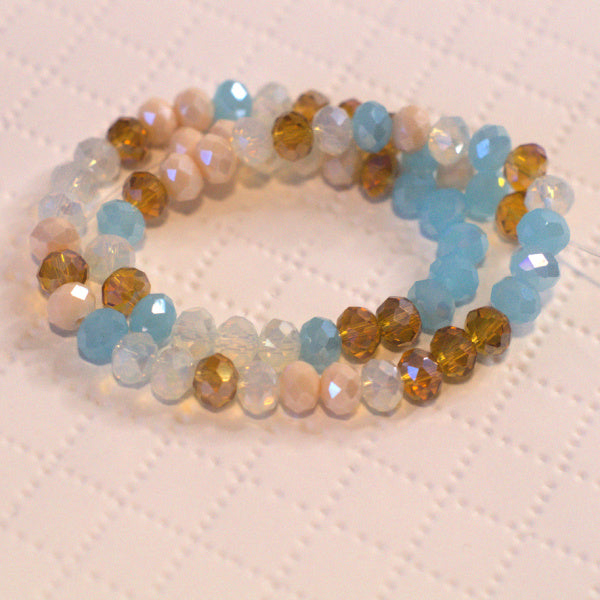 Faceted Glass Rondelle Beads – Coastal Neutrals Mix, 8x6mm