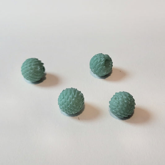 Sage Teal Hand Dyed Vintage Lucite Textured Ball Buttons, 14mm