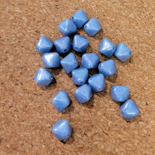 6mm Czech Glass Bicone Beads, Slate Blue Luster, qty 20