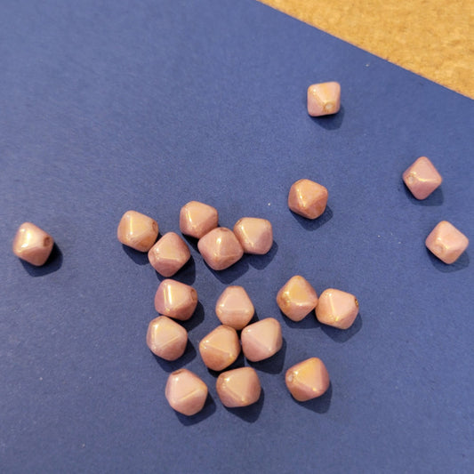 6mm Czech Glass Bicone Beads, Dusty Rose Pink Luster, qty 20