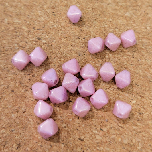 6mm Czech Glass Bicone Beads, Soft Pink Luster, qty 20