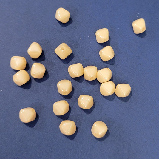 6mm Czech Glass Bicone Beads, Ivory Beige, qty 20