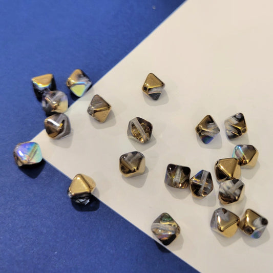 6mm Czech Glass Bicone Beads, Crystal Golden Rainbow, 20 Pcs