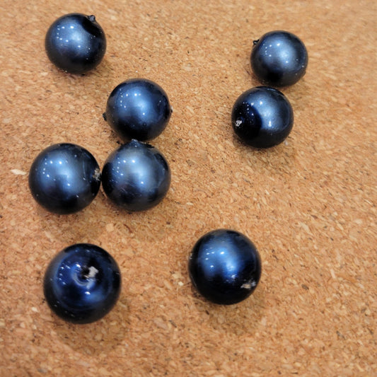 Vintage Moonglow Lucite Round Beads – Peacock Charcoal, 12mm, 8pcs