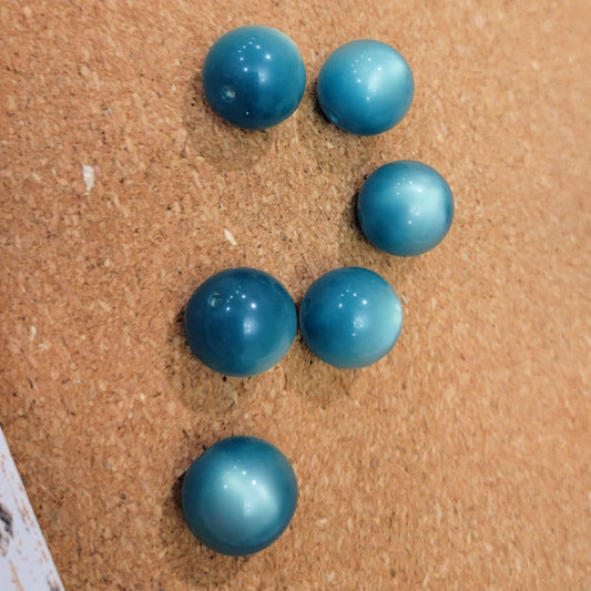 Vintage Moonglow Lucite Round Beads – Teal Green, 14mm, 6pcs