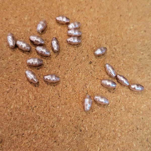 Dusty Lilac Baroque Pearl Oval Rice Glass Beads, 4x8mm
