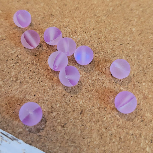 Matte Mermaid Glass Beads, Lavender Purple, 6mm
