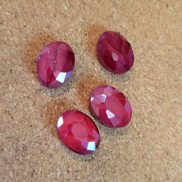 16x12mm Premium Faceted Glass Oval Beads - Cranberry Red