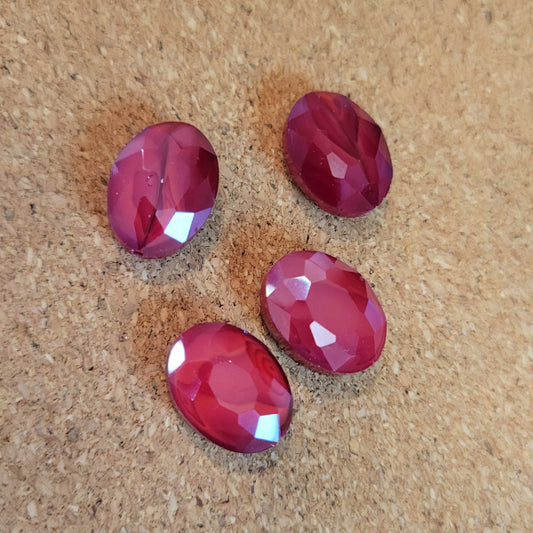 16x12mm Premium Faceted Glass Oval Beads - Cranberry Red