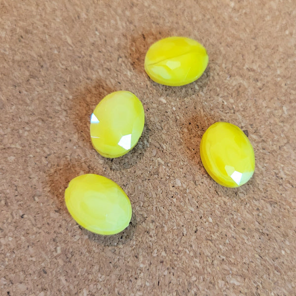 16x12mm Premium Faceted Glass Oval Beads - Lemon Yellow