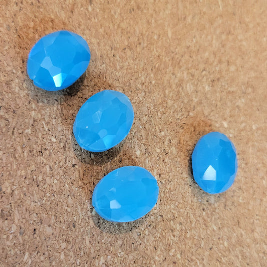 16x12mm Premium Faceted Glass Oval Beads - Turquoise Blue