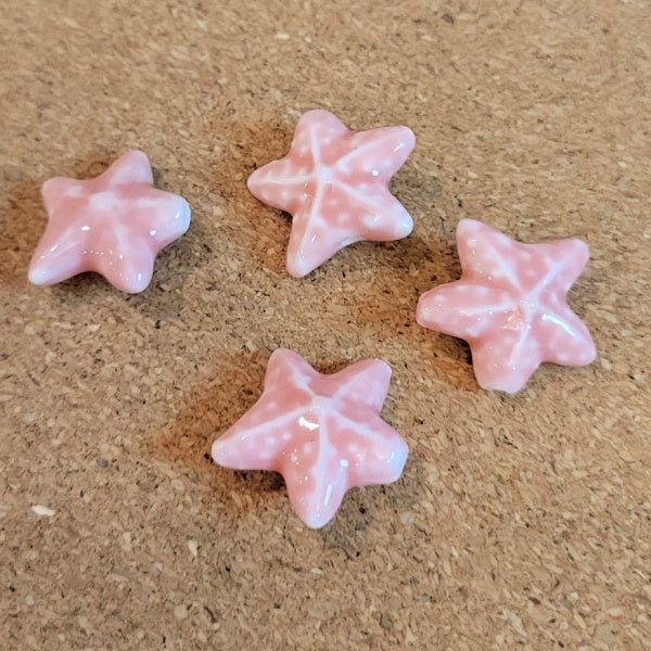Shell Pink Porcelain Starfish Beads, 19x20mm, 4pcs