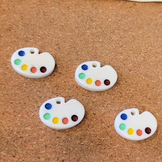 Artist Paint Palette Resin Charms – White Multicolor, 25x17mm