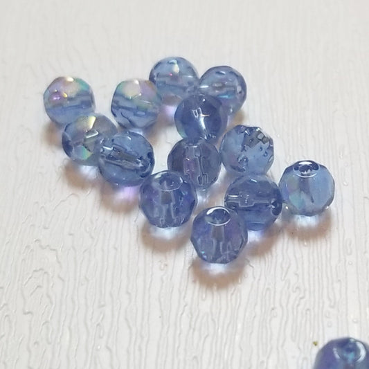 Cornflower Blue AB Round 6mm Fire Polish Czech Glass Beads