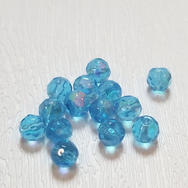 Aqua Blue AB Round 6mm Fire Polish Czech Glass Beads