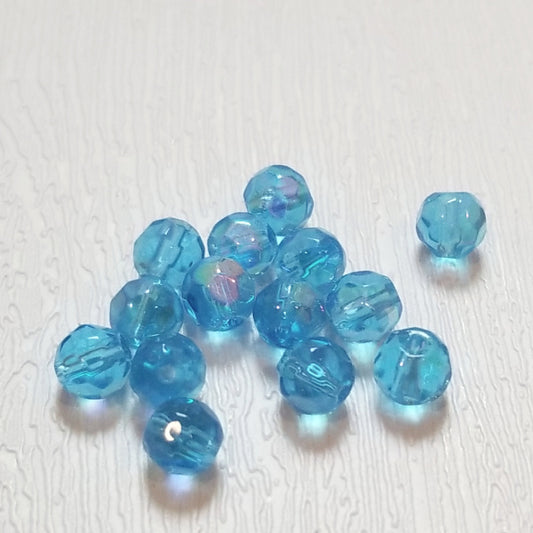 Aqua Blue AB Round 6mm Fire Polish Czech Glass Beads