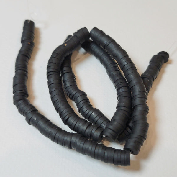 6mm Black Polymer Clay Heishi Strand