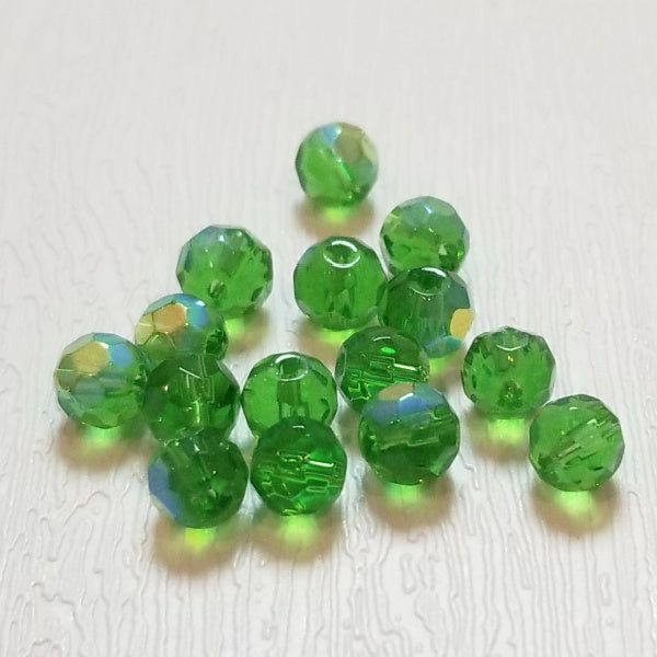 Bottle Green AB Round 6mm Fire Polish Czech Glass Beads