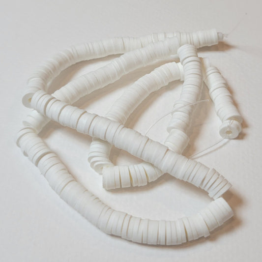 6mm White Polymer Clay Heishi Strand