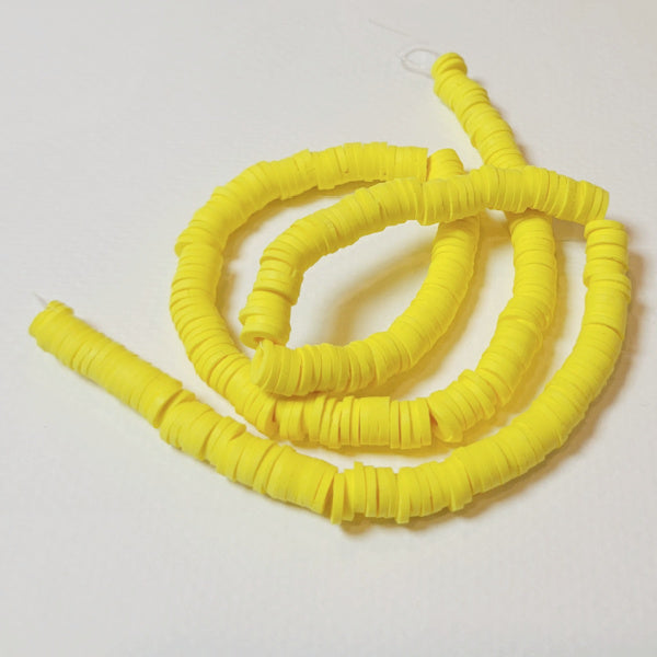 6mm Lemon Yellow Polymer Clay Heishi Strand