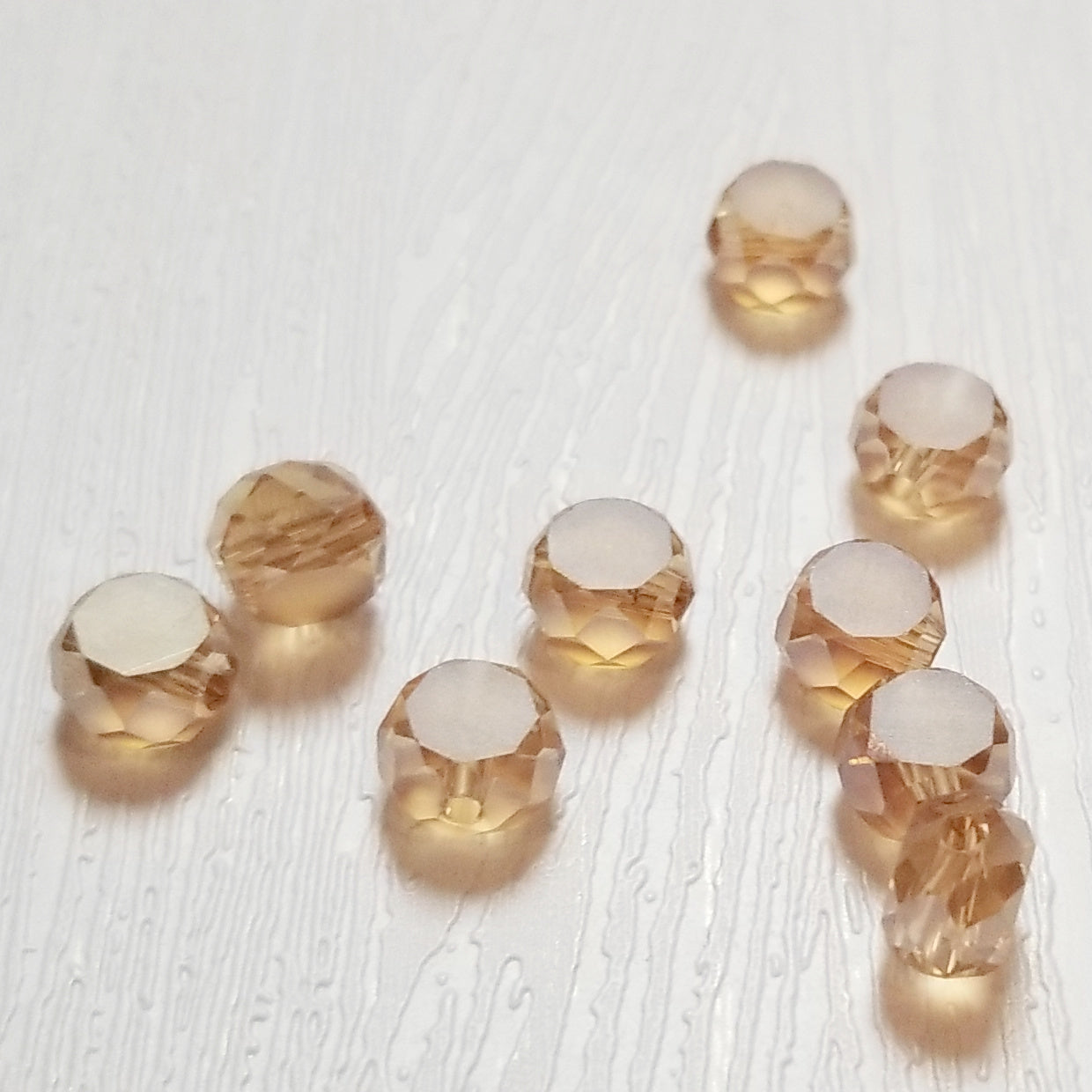 Champagne Round Czech Glass Table Cut Fire Polish Beads