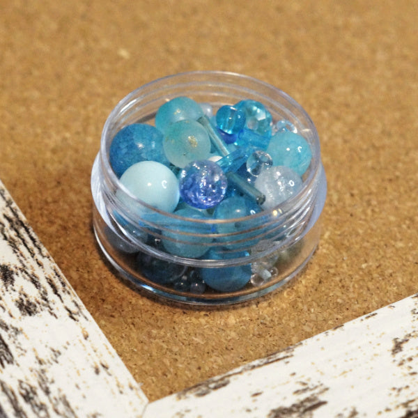 Tidepool Glow Bead Soup, 20g Aqua Mixed Glass Beads