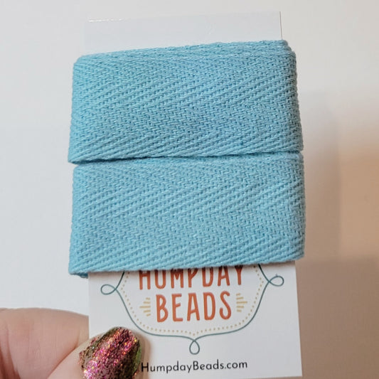 Aqua Blue Hand Dyed Cotton Twill Tape, 1 Inch