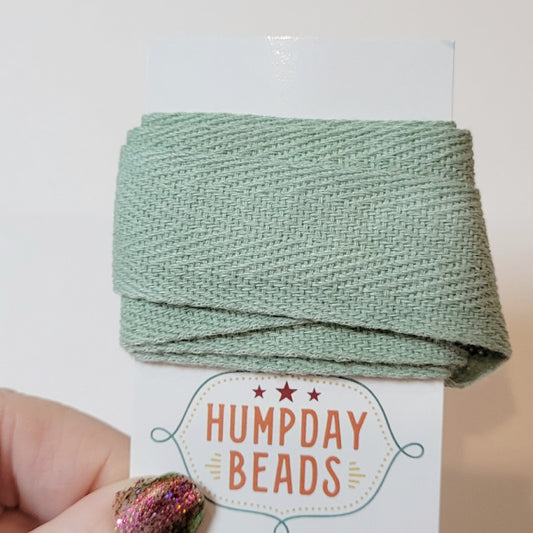 Cactus Green Hand Dyed Cotton Twill Tape, 1 Inch