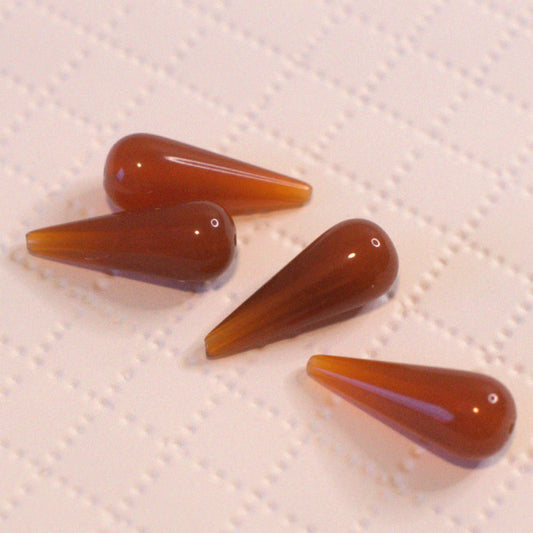 Vintage Milky Caramel Brown Lucite Teardrop Beads, 30mm