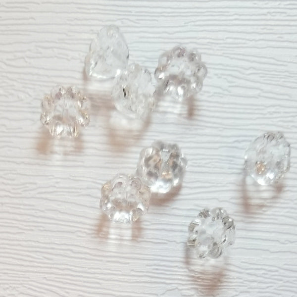 Premium Glass Lotus Pod Beads, Clear, 10.5mm, 8 pcs
