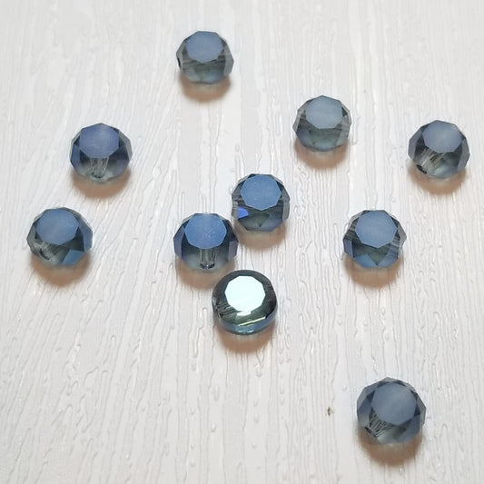 Dark Azure Blue Round Table Cut Fire Polish Beads