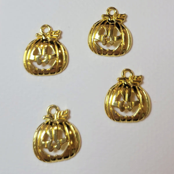 Jack O Lantern Pumpkin Goldtone Metal Charms