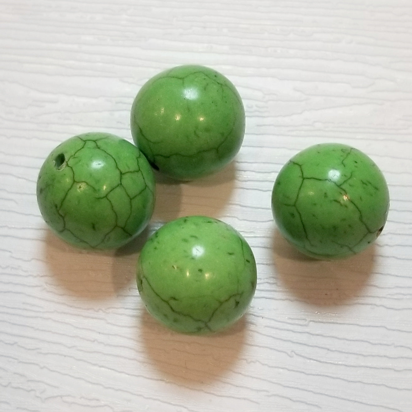 Leaf Green 16mm Round Reconstituted Turquoise Beads